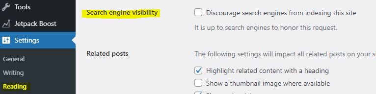 Check Visibility Settings of Your Website Check Visibility Settings of Your Website